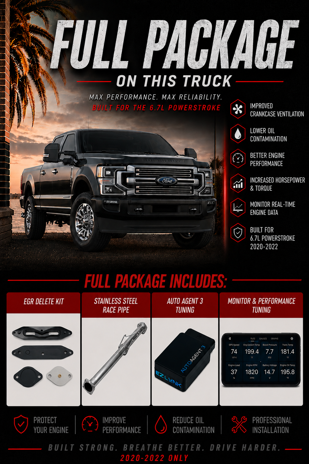 2020-2022 Ford 6.7 Power stroke Complete Performance Package | EZ Lynk, EGR Kit & Race Pipe
