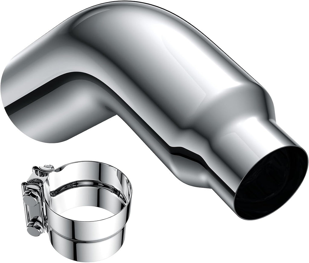 5" to 8" Chrome Diesel Exhaust Elbow Tip | Bolt-On Truck Exhaust Tip