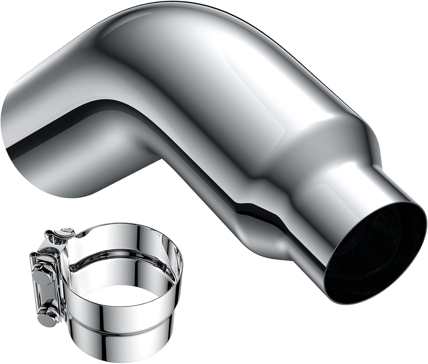 5" to 8" Chrome Diesel Exhaust Elbow Tip | Bolt-On Truck Exhaust Tip