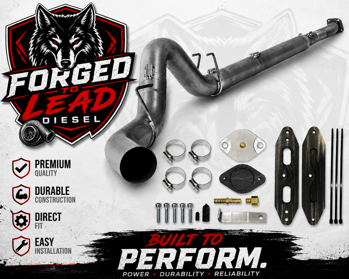 2011-2022 Ford 6.7 Powerstroke EGR Delete Kit with FULL 5" exhaust