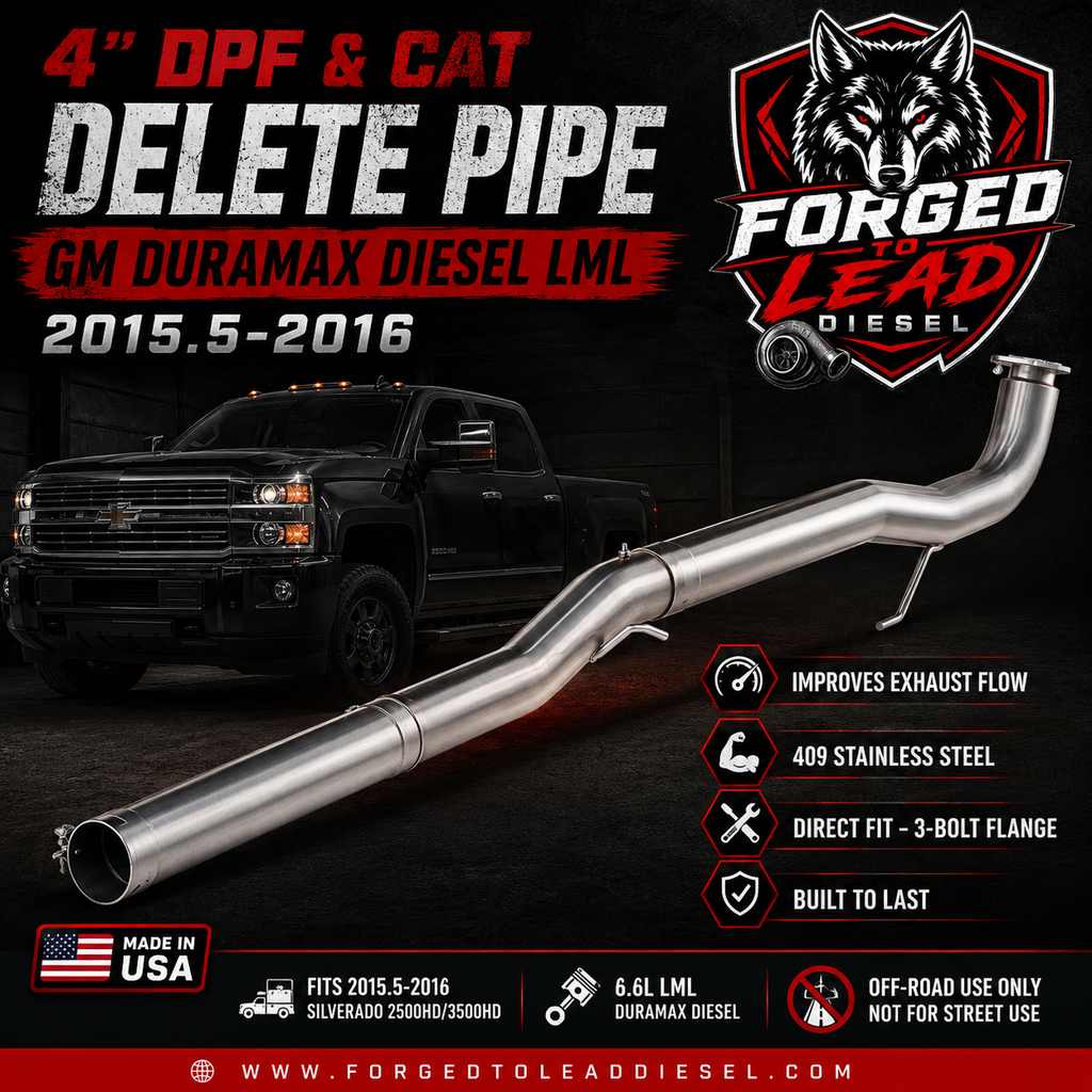 4" DPF & CAT Delete Race Pipe | 2015.5-2016 GM Duramax 6.6L LML Silverado/Sierra 2500HD & 3500HD