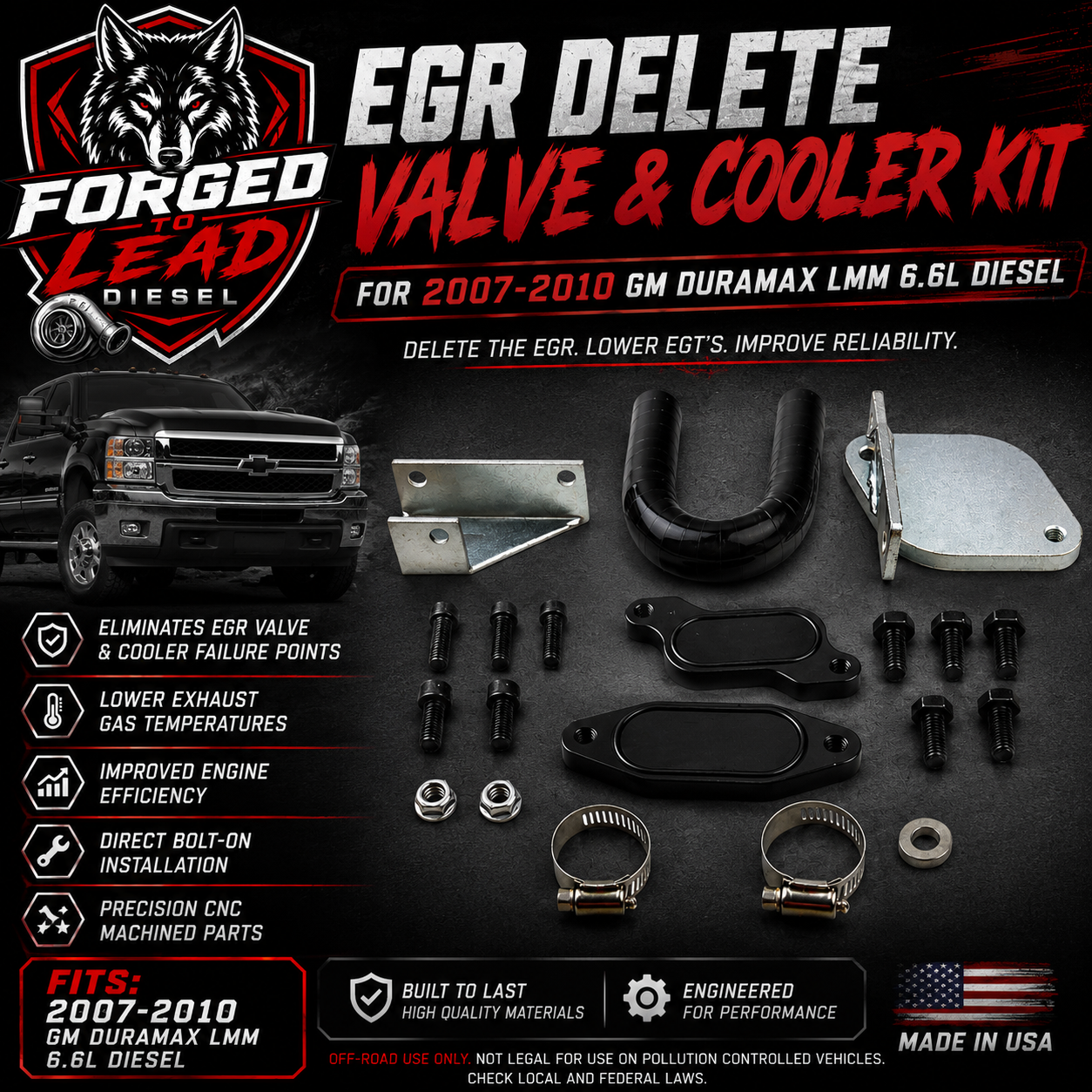 2007.5-2010 GM Duramax LMM 6.6L Diesel | EGR Valve & Cooler Delete Kit