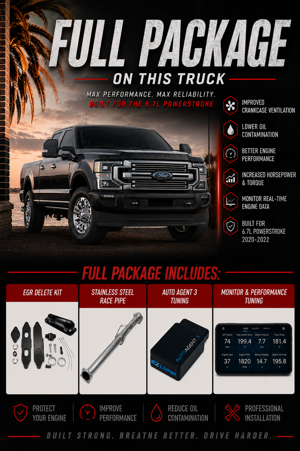 2020-2022 Ford 6.7 Power stroke Complete Performance Package | EZ Lynk, EGR Kit & Race Pipe